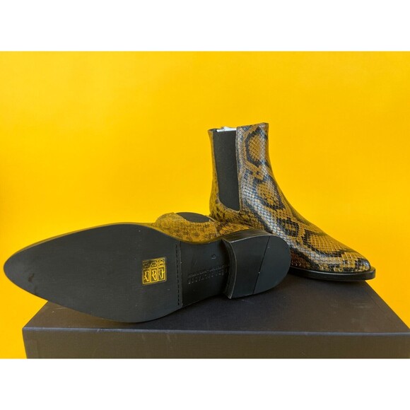 Freda Salvador Joan Chelsea Boots Womens 5 M Brass Snake Embossed Leather NWB - Picture 8 of 12
